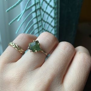 Variance Objects Moldavite Ring 14k Gold Sterling Silver  Mixed Metal Ring